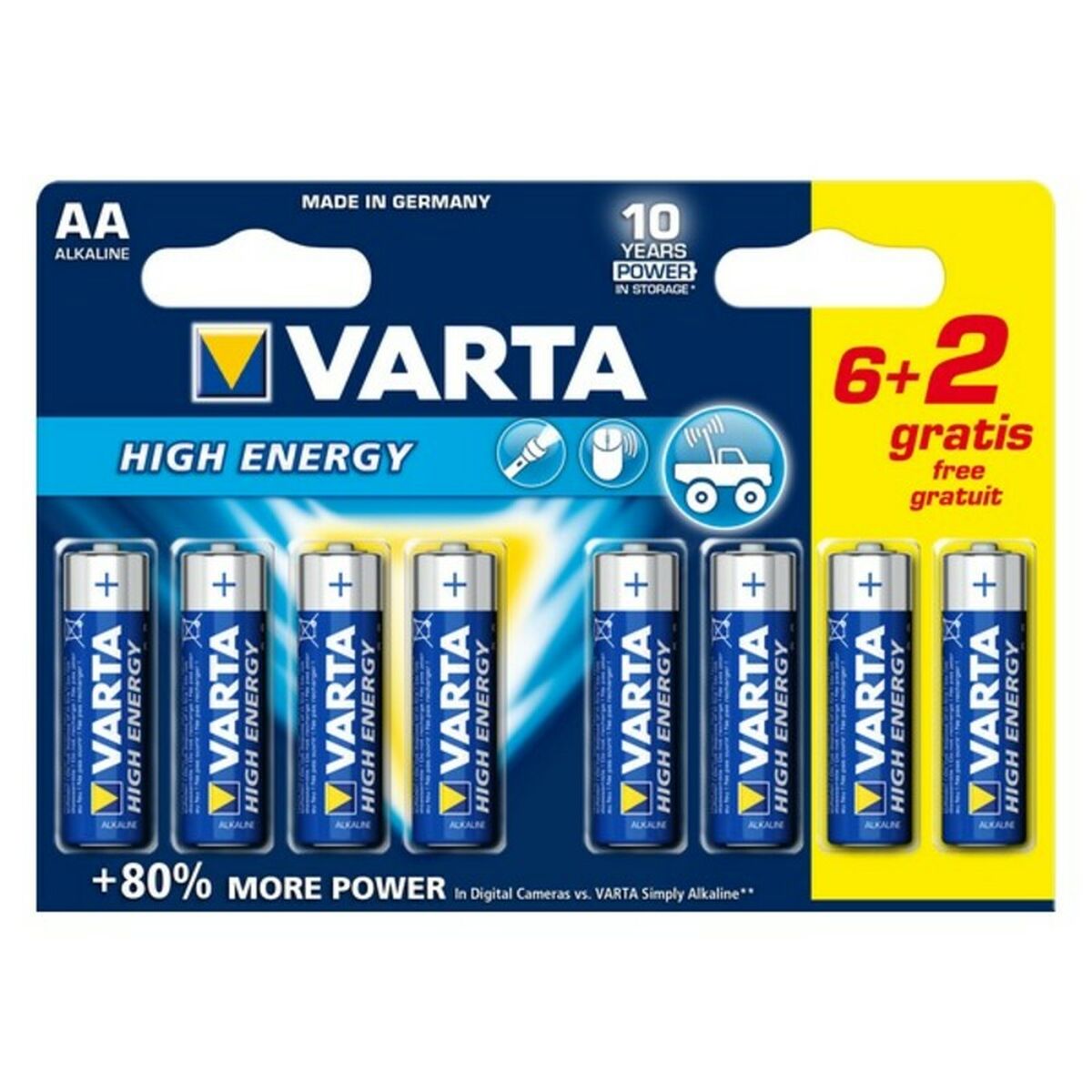 Alkaline Battery Varta LR6 AA 1,5V High Energy (8 pcs)-0